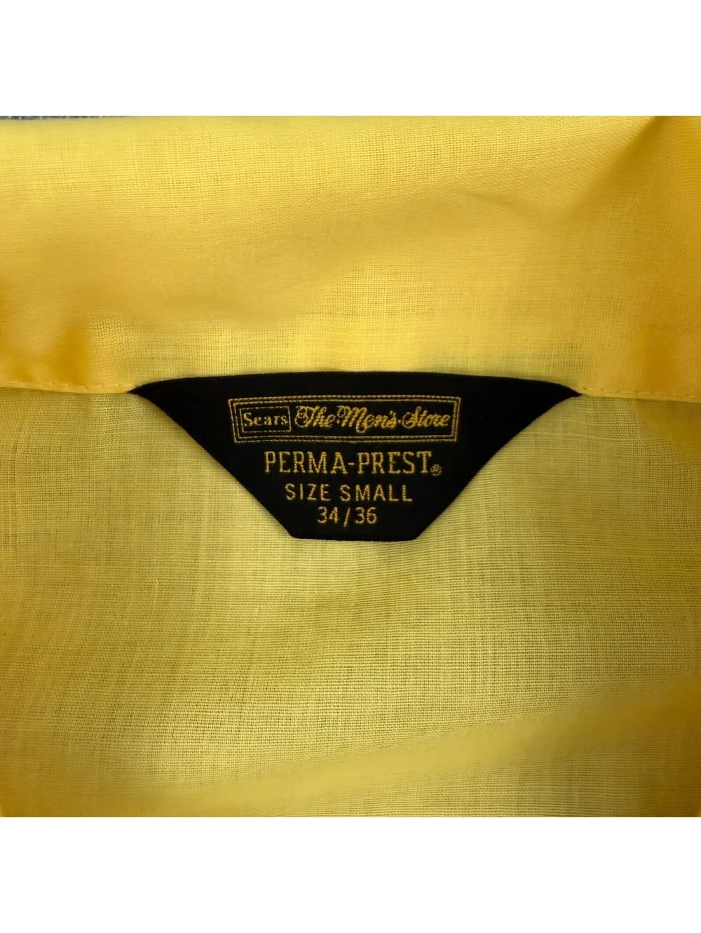 Vintage 70s Sears The Men’s Store Perma Prest Yellow Pajama Shirt Size S 34/36